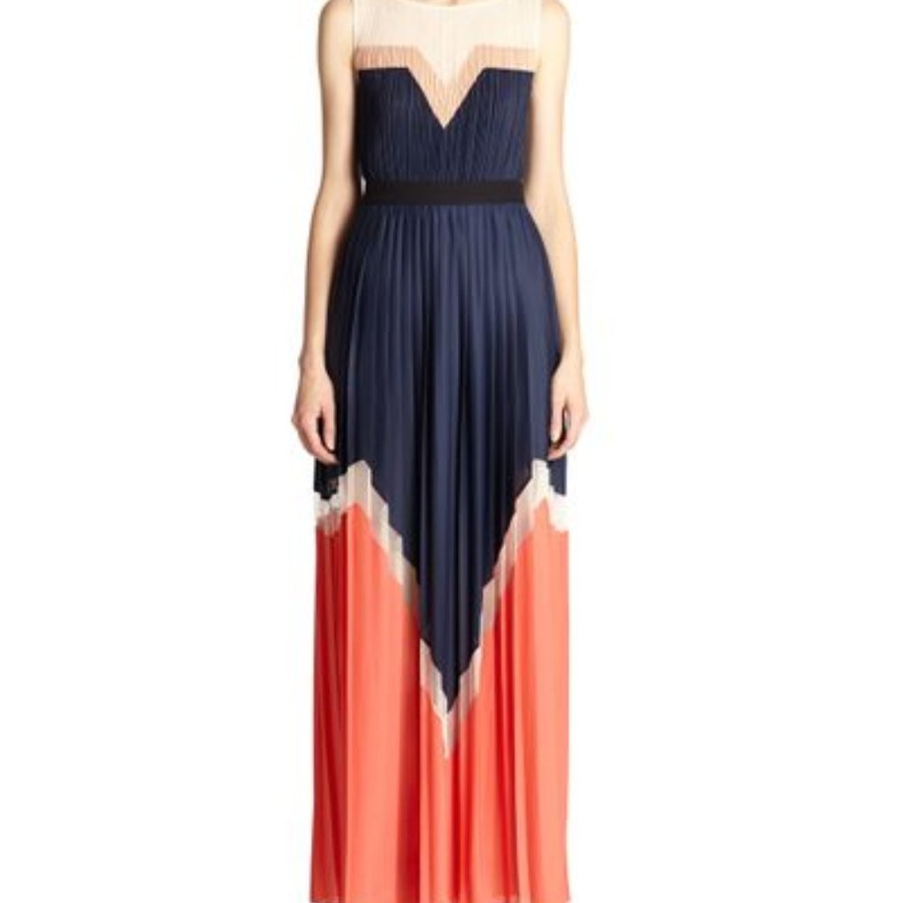 BCBGMAXAZRIA 'Katherine' Colorblock Pleated Maxi